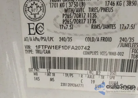 2013 Ford F-150 Xlt из США, поврежденный, VIN 1FTFW1EF1DFA20742